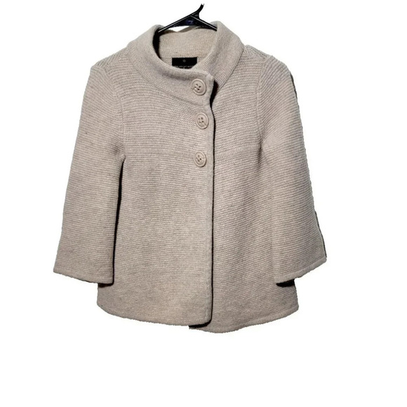 Fenn Wright Manson Cardigan S Knit Lambs Wool Angora Blend Boho Breathable Tan - Picture 1 of 9